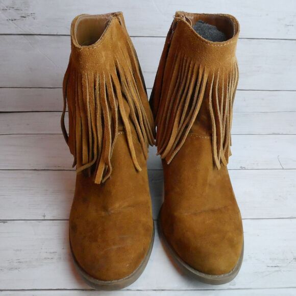Mossimo Supply Co Womens Size 9 Brown Suede Fringe Side Zip Bootie - Picture 2 of 12